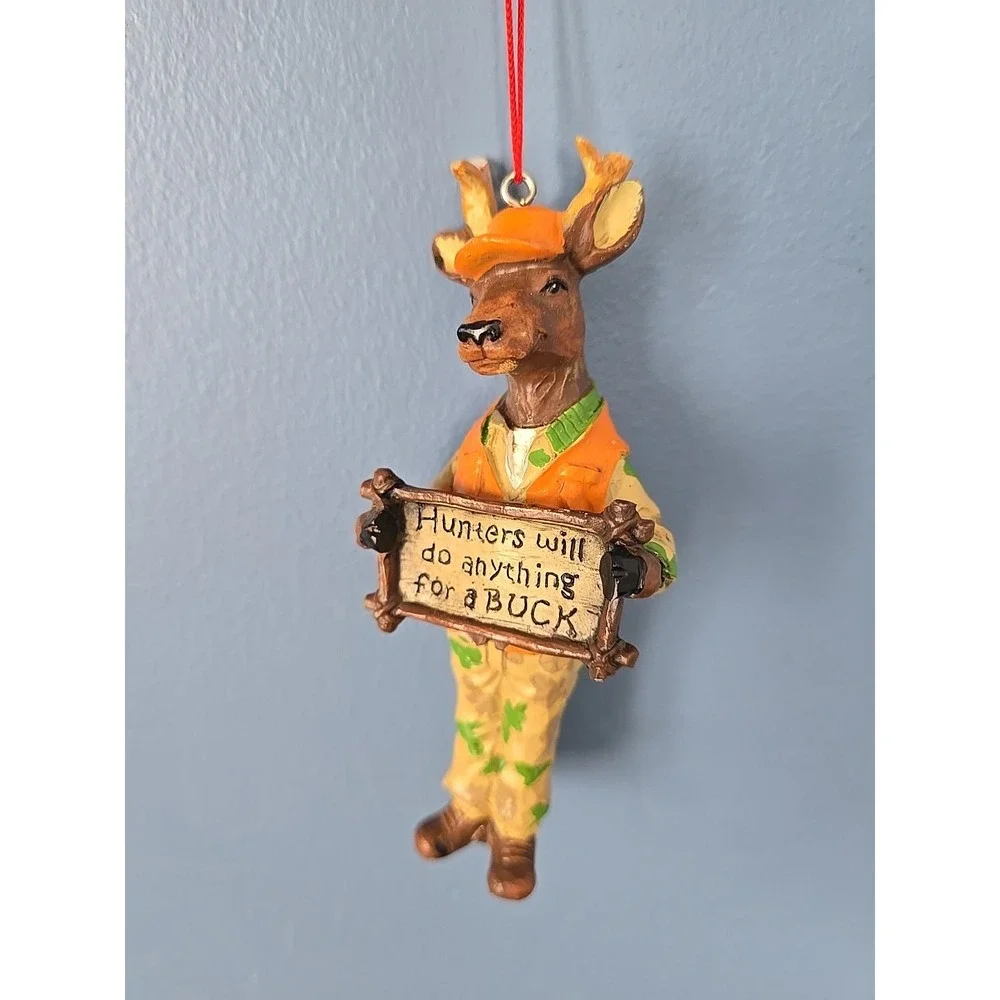 Christmas Ornaments‎ Hunter Hunting Deer Gun Rifle Buck Camo Set Of 3